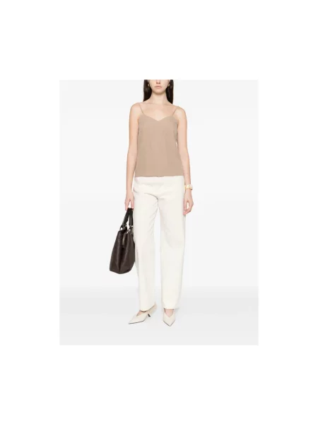 Lniany top Max Mara beżowy