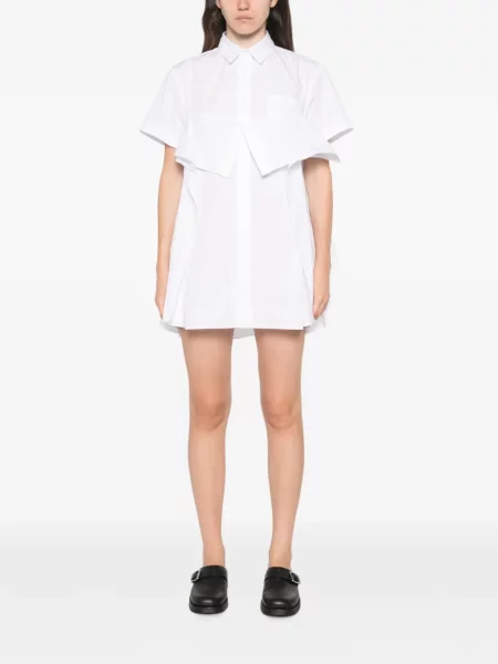 Scurt rochie mini Sacai cu volane alb