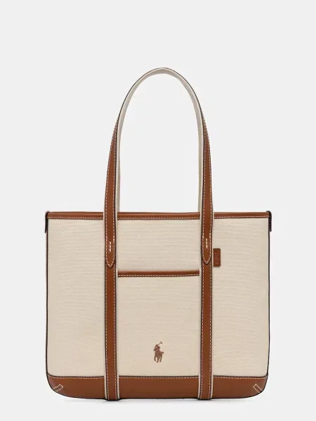 Geanta crossbody Polo Ralph Lauren din piele bej