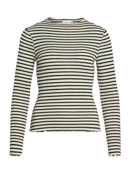 VILA Tricou VIRIKA ecru negru