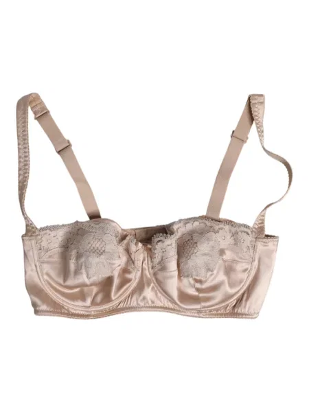 Jedwabna biustonosz balkonetka Dolce And Gabbana beżowa