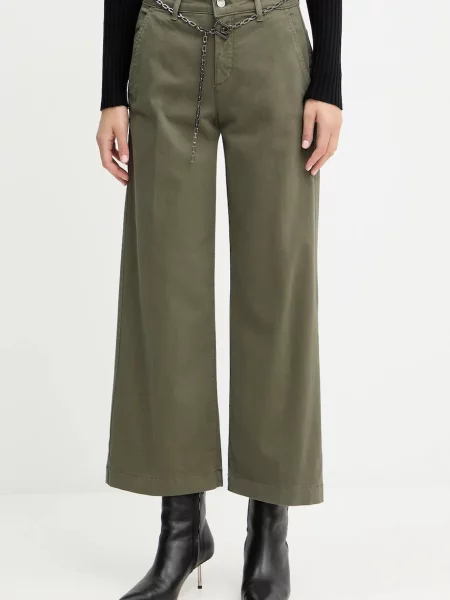 Kalhoty Liu Jo široké high waist zelená
