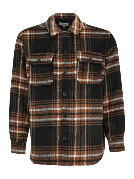 Jack & Jones Plus Srajca JJEBradley Ollie umbra / temno rjava bela