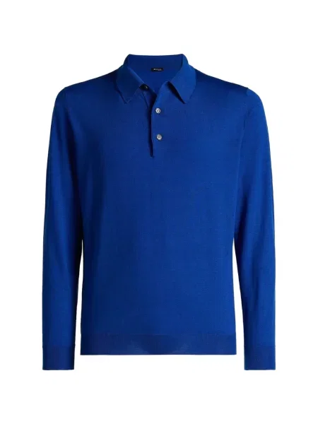 Lung tricou polo Kiton albastru