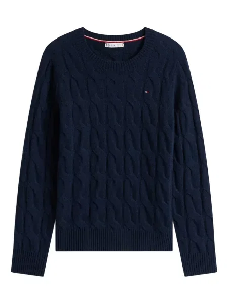 Pulover Tommy Hilfiger cu decolteu rotund albastru