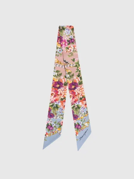 Шовкова хустка Dolce&gabbana з принтом рожева