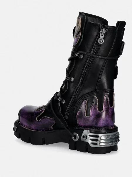 Kožené kotníkové boty New Rock ITALI NEGRO PULIK FUEGO LILA REACTOR NEGRO fialové
