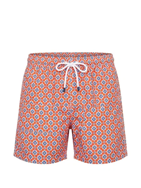 Slip de baie Fedeli cu imagine cu imprimeu geometric portocaliu