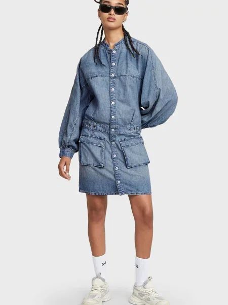 Джинсова сукня G-star Raw блакитна