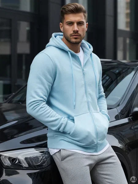 Bluza z kapturem Dstreet błękitna