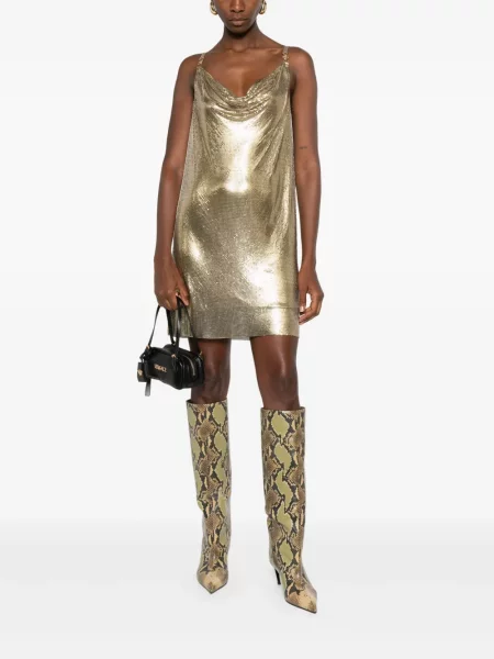 Rochie Versace cu decolteu în V de costum auriu