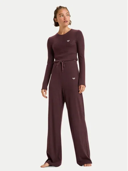 Roxy Pantaloni trening Rise & Vibe New Rib Vișiniu