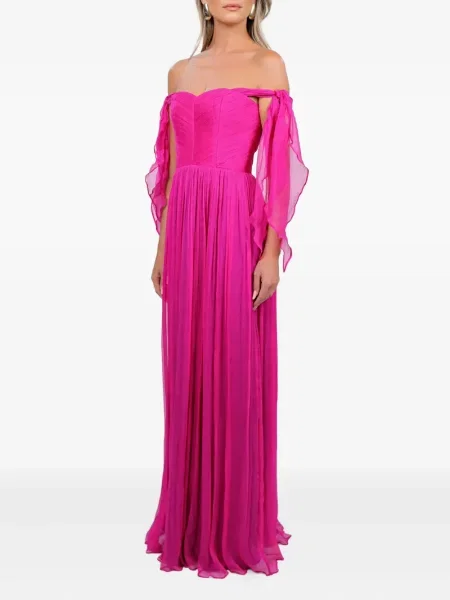 Rochie maxi Roserry cu volane de costum roz