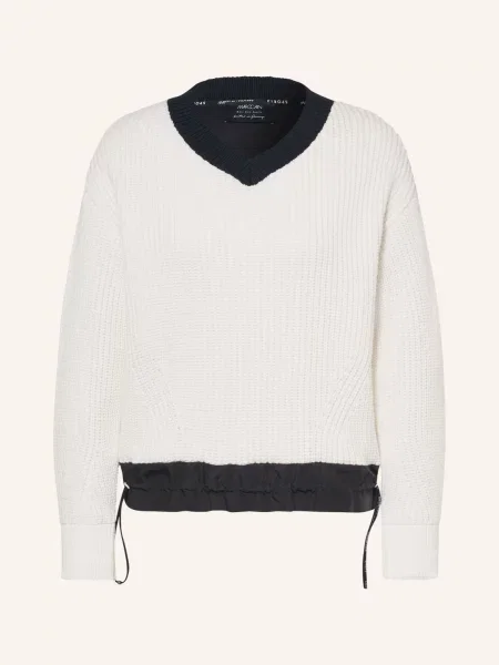 Marc Cain Svetry Z Kombinace Materiálů white and black bílý