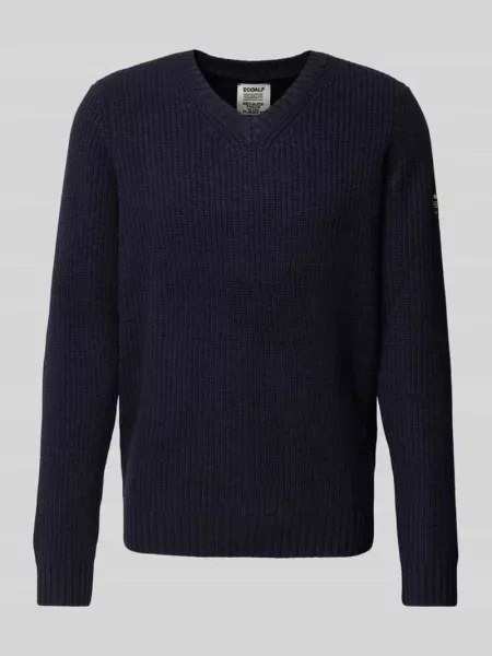Sweter z dzianiny z dekoltem w serek model ‘BOJALF’ Ecoalf