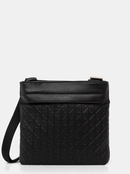 Geantă Calvin Klein Emblem Aop Emboss Flatpack Black Universal negru