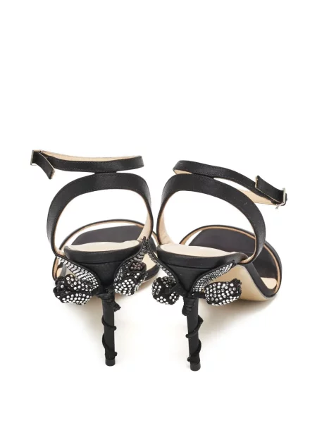 Saténové sandály Mach & Mach s mašlí černé