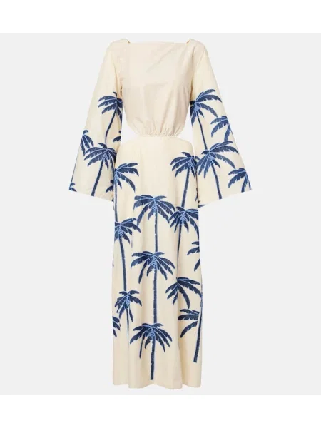 Midi obleka Johanna Ortiz z vezenjem bela