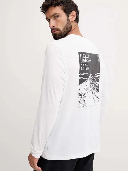 Helly Hansen longsleeve sportowy SKOG z nadrukiem biały