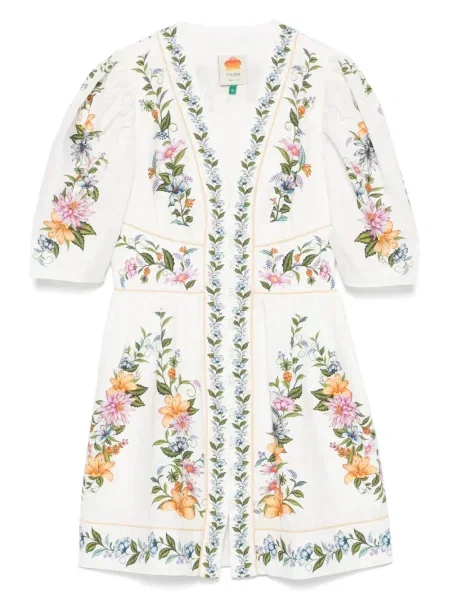 Rochie mini Farm Rio cu model floral cu imagine alb