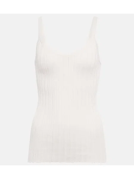 Jedwabny top Petar Petrov prążkowany biały