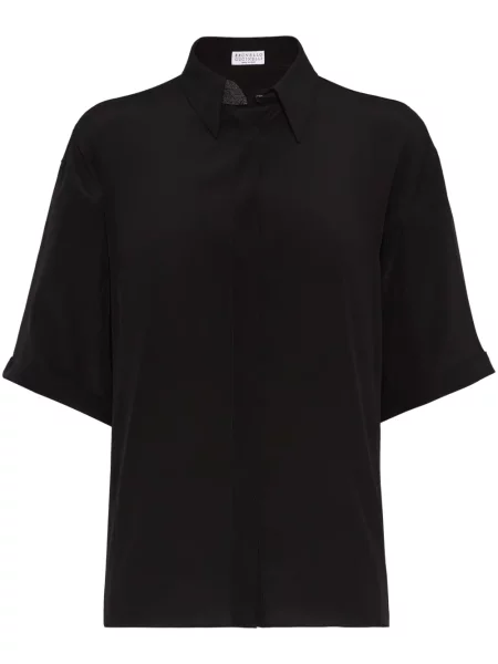 Cămașă Brunello Cucinelli de mătase negru
