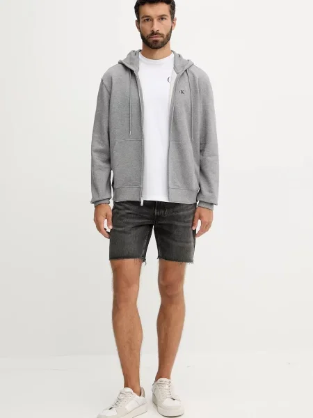 Hoodie Calvin Klein Jeans s kapuco siva