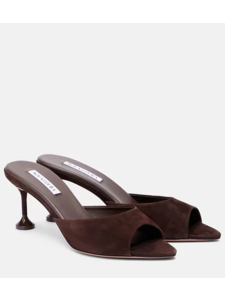 Papuci tip mules Aquazzura din piele de căprioară maro