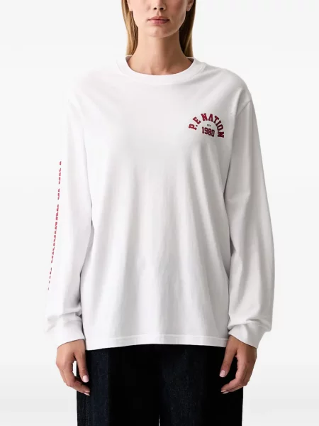 Lung tricou P.e Nation cu imagine alb