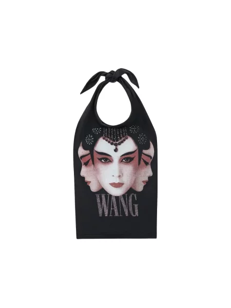 Top Alexander Wang drapowany z dekoltem halter czarny