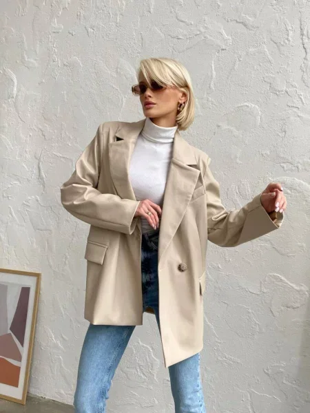 Піджак Milirud штучна шкіра бежевий