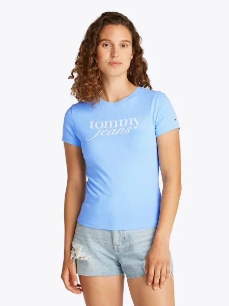 Tommy Jeans Majica Essential Svetlo Slim Fit modra