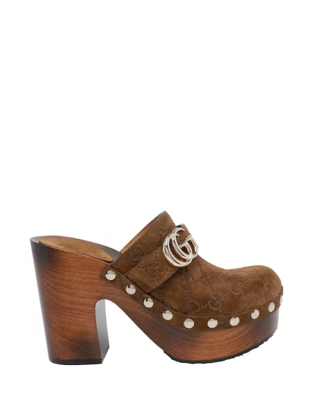Saboți Gucci cu platformă maro