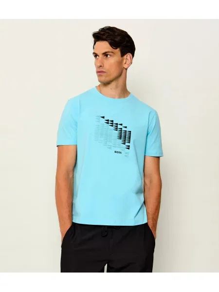 BOSS GREEN Tricou TS_Network Flag albastru