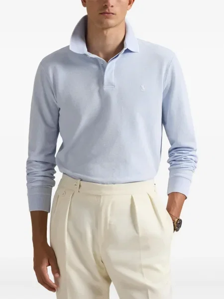 Dlouhá pruhovaná s límcem kšiltovka Polo Ralph Lauren modrá