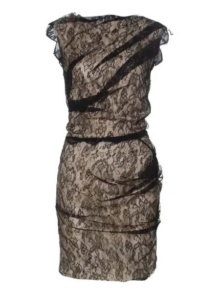 Sukienka Roksanda koronkowa drapowana garniturowa czarna