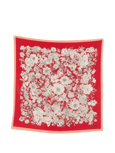 Fular Mantero 1902 de mătase cu model floral cu imagine roșu
