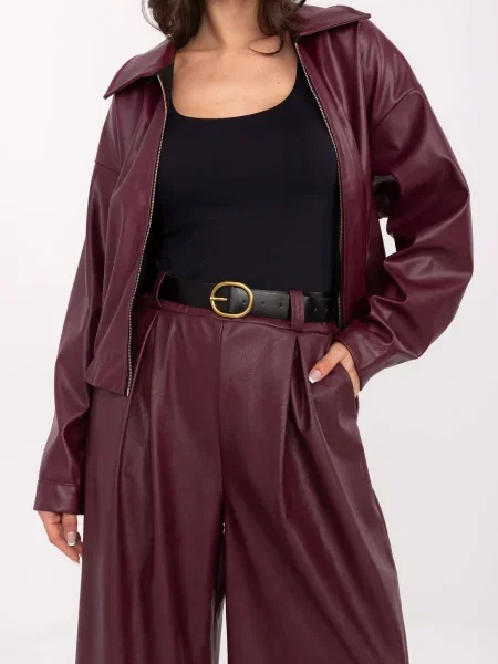 Hlače Rue Paris iz umetnega usnja črna