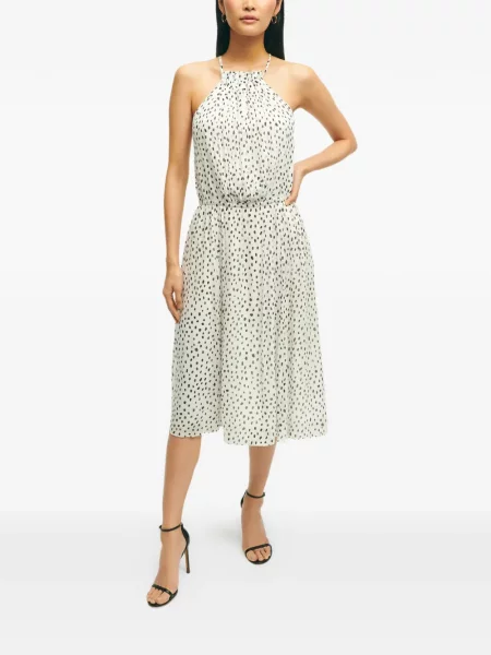 Rochie midi Brooks Brothers cu buline cu imagine cu gât halter alb