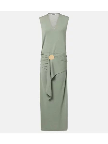 Rochie maxi Jil Sander de lână de costum verde