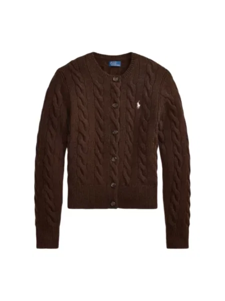 Kardigan Polo Ralph Lauren z kaszmiru brązowy