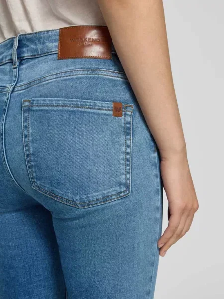 Jeansy o kroju slim fit z mieszanki bawełny model RAPALLO' Weekend Max Mara niebieskie