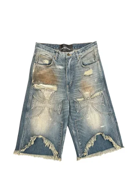 Pantaloni scurți din denim Sekrit cu tepi albastru