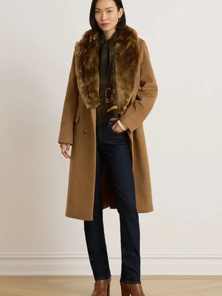 Lauren Ralph Lauren palton pentru femei cu lână maro