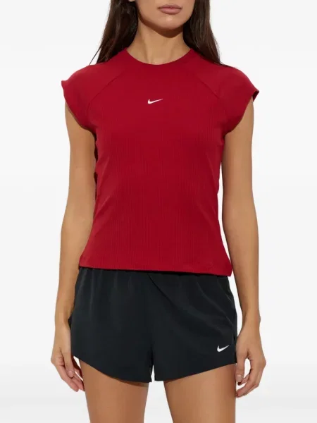 Tělocvična pletený krátký top Nike červený