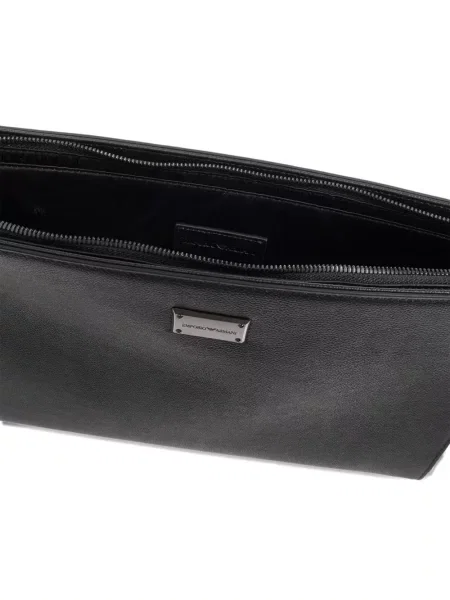 Кожена чанта Emporio Armani черно