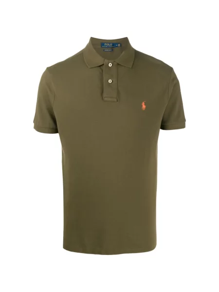 Λινό ριγέ polo Polo Ralph Lauren με κέντημα πράσινο