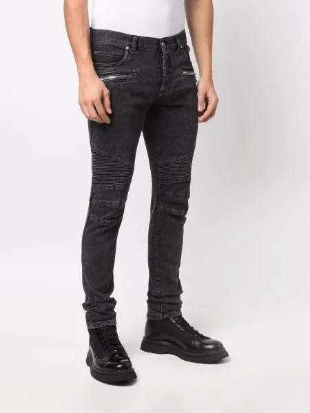 Žebrované džíny Balmain černé
