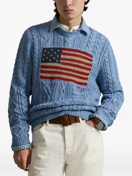 Șapcă Polo Ralph Lauren cu decolteu în V cu autograf în carouri albastru
