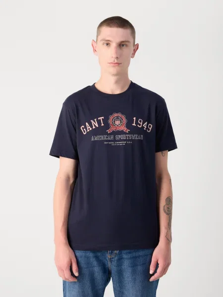 Gant tricou din bleumarin cu imprimeu alb